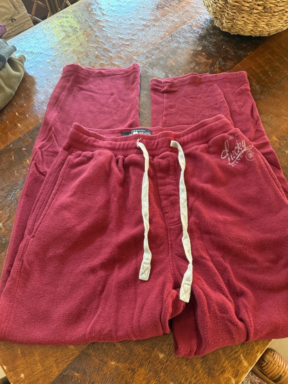 Lucky Brand Burgundy Fleece Jogger Pants